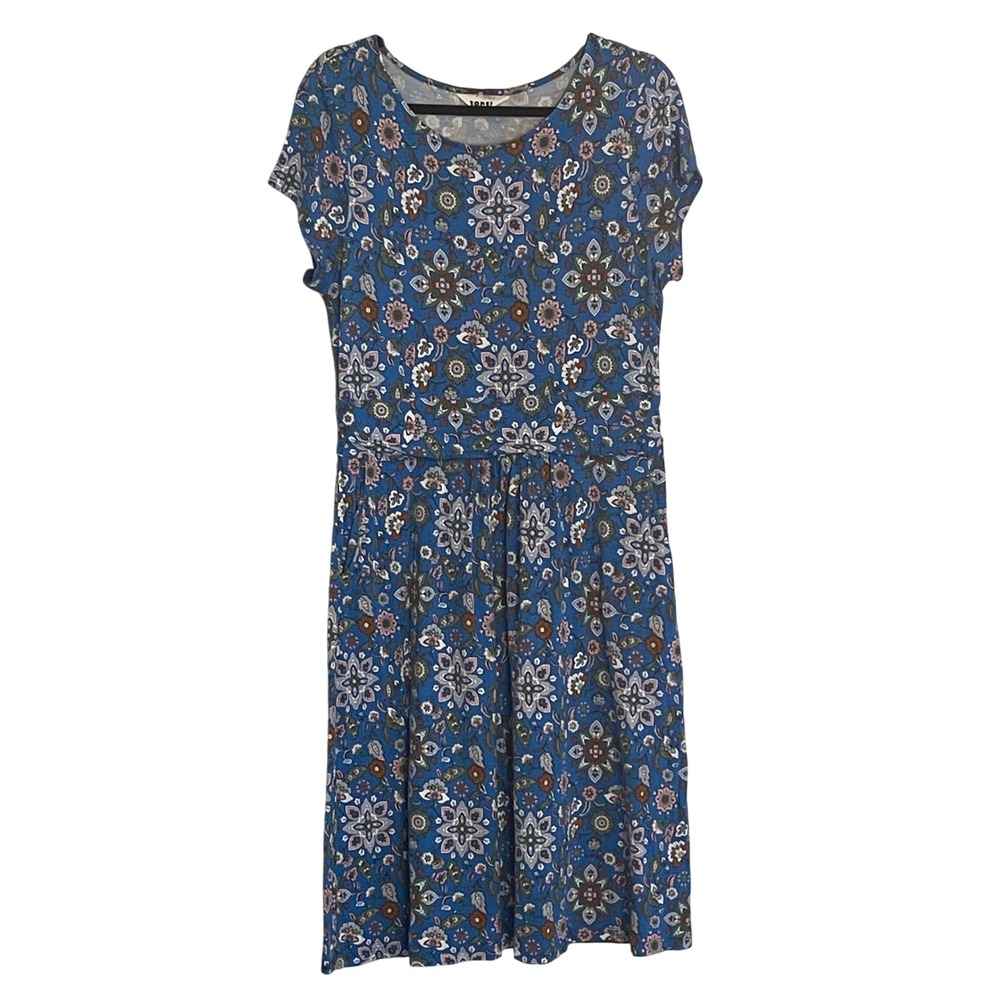 Boden Blue Garden Floral Medallion Jersey Fit & Flare Midi Dress US 12R